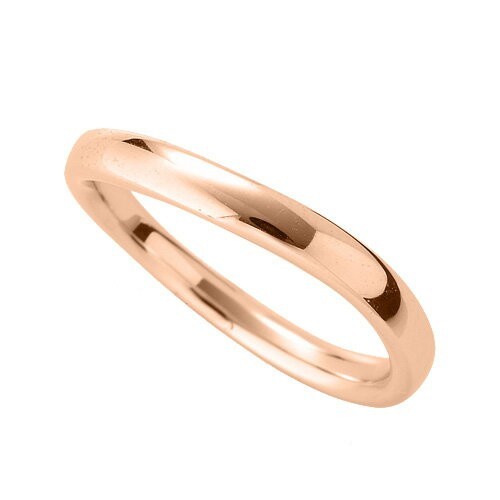 指輪 18金 ピンクゴールド シンプルモダンなウェーブリング 幅3.0mm 