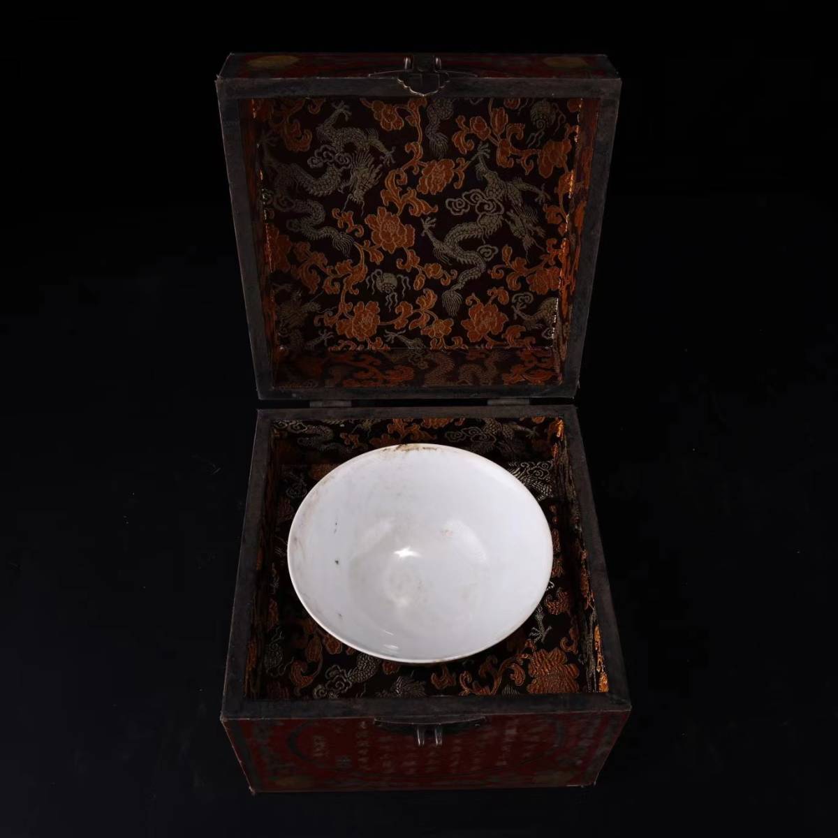 清・康熙年製款・古陶磁器・龍鳳花卉紋碗・漆器盒』極細工・骨董品・古