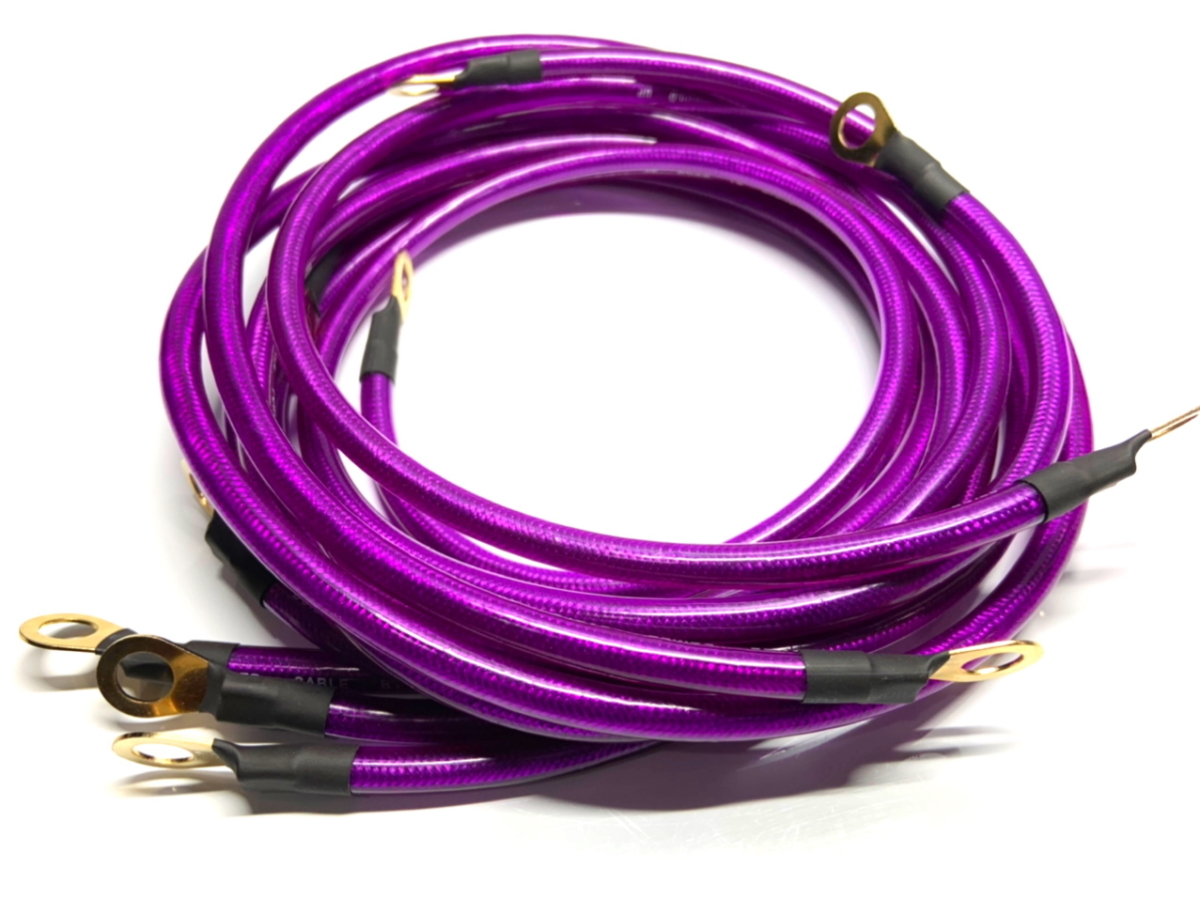 battery terminal 8G 8 gauge 8sq shield OFC power cable power supply cable earthing 5 pcs set purple 