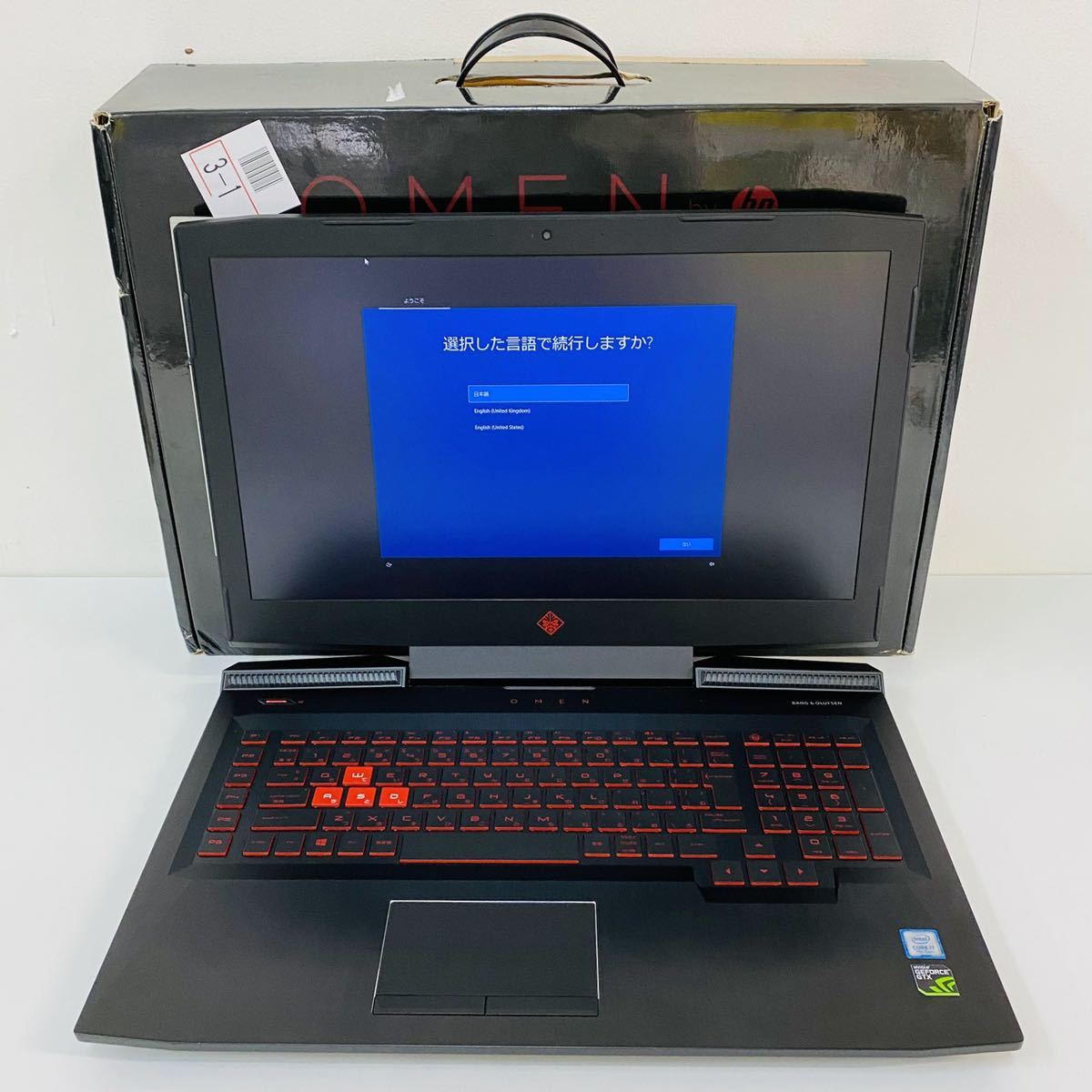 動作品 OMEN by HP 17-an012TX Core i7 7700HQ 16GB 512GB SSD 1TB HDD
