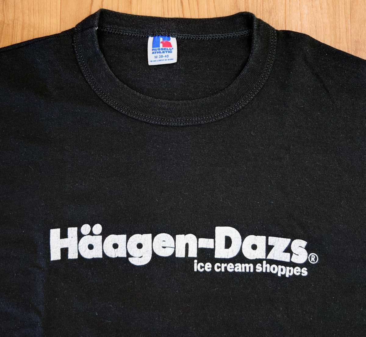 Mサイズ 黒 80's Haagen Dazs ハーゲンダッツ アイスクリーム ビンテージ Tシャツ RUSSELL ATHLETIC USA製 VINTAGE TEE T-SHIRTS BLACK