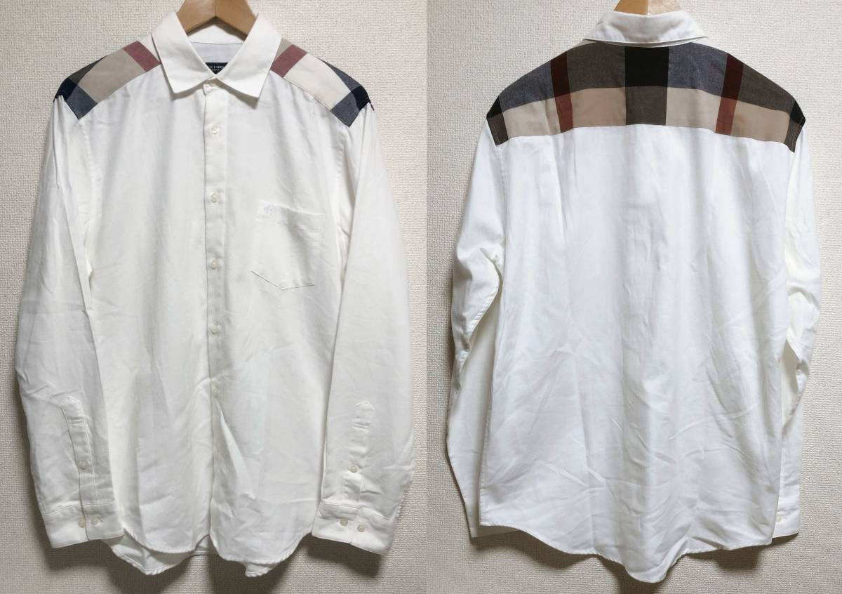 高価値セリー 美品 サイズL CLRESTBRIDGE LABEL BLACK 白 シャツ 肩