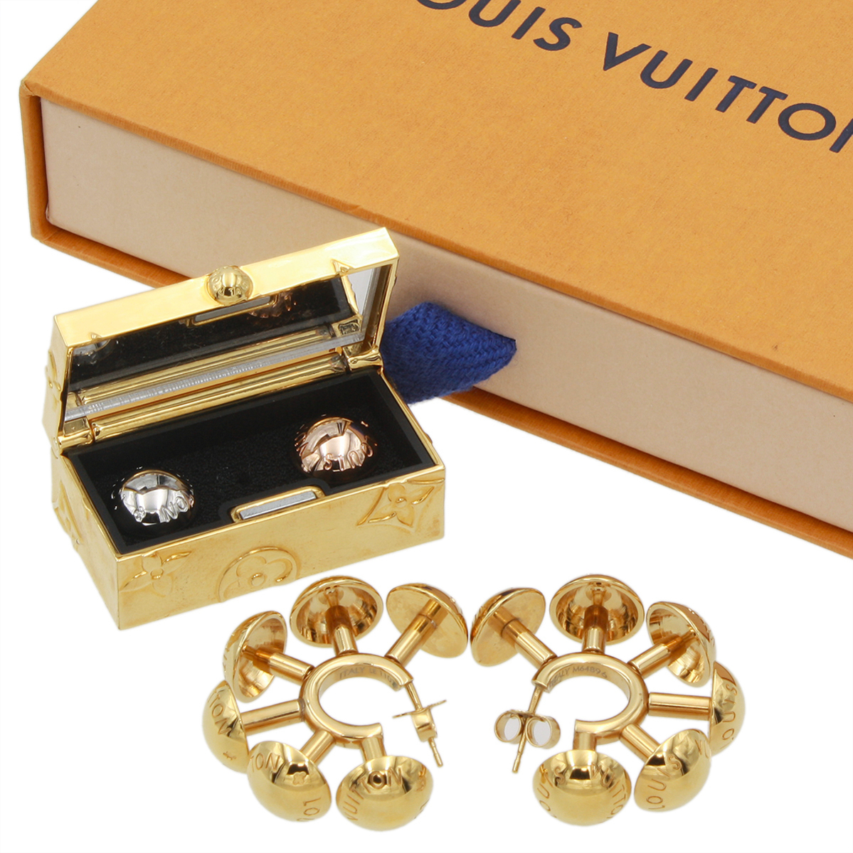 ★S1191 超美品!! ルイヴィトン ビスモチーフ フープ ピアス イヤリング ゴールド金具 LOUIS VUITTON レディース★