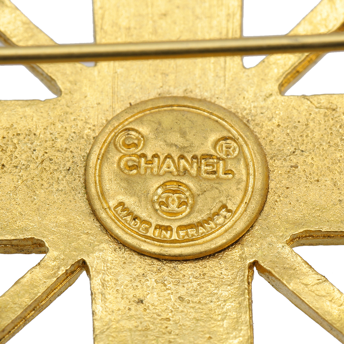 *S1754 очень красивый товар!! Chanel CHANEL Logo цветной камень брошь красный × зеленый × Gold Vintage женский *