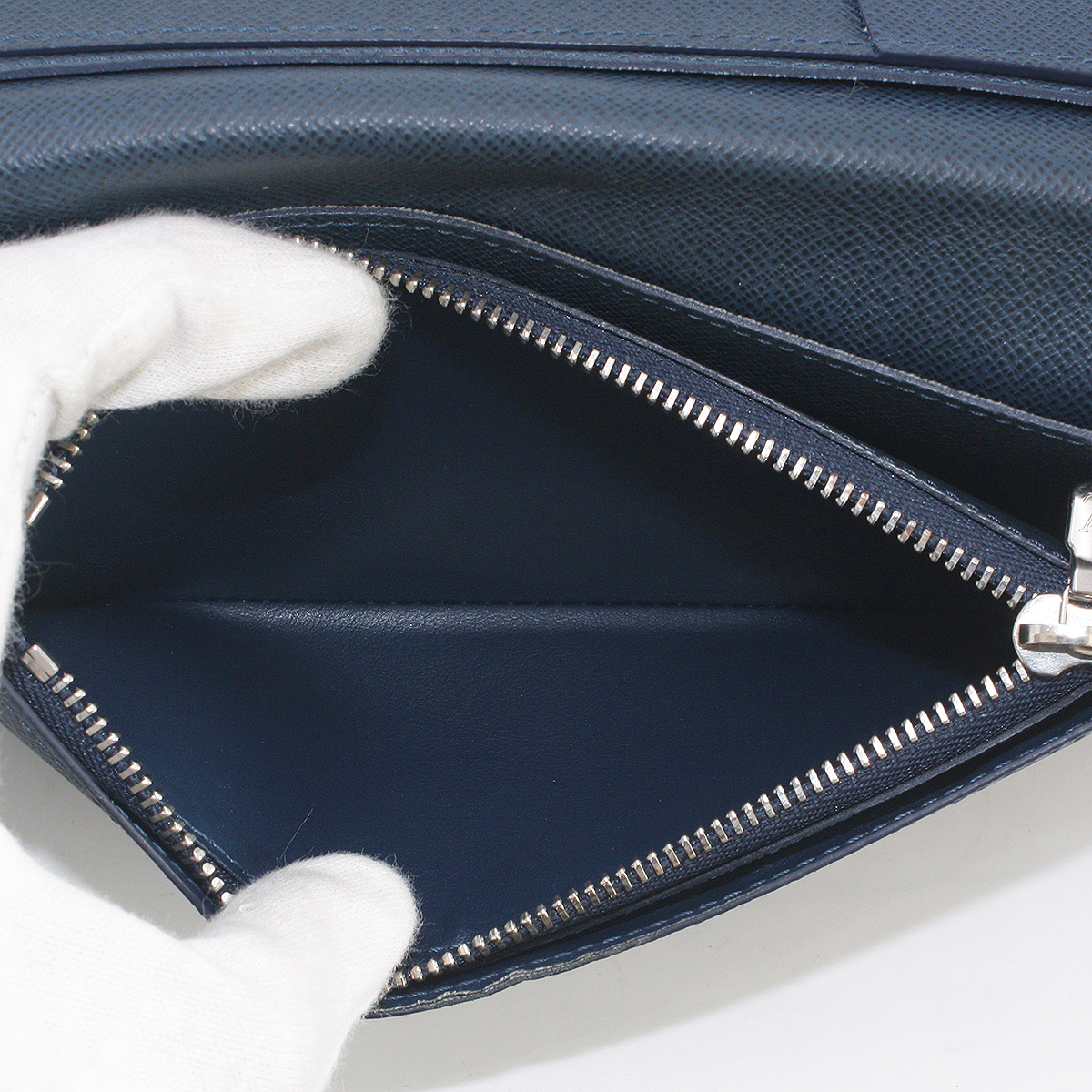 S1729 良好 ルイヴィトン LOUIS VUITTON タイガ ポルトフォイユ ブラザ 二つ折 長財布 M30502 ブルーマリーヌ レザー メンズ