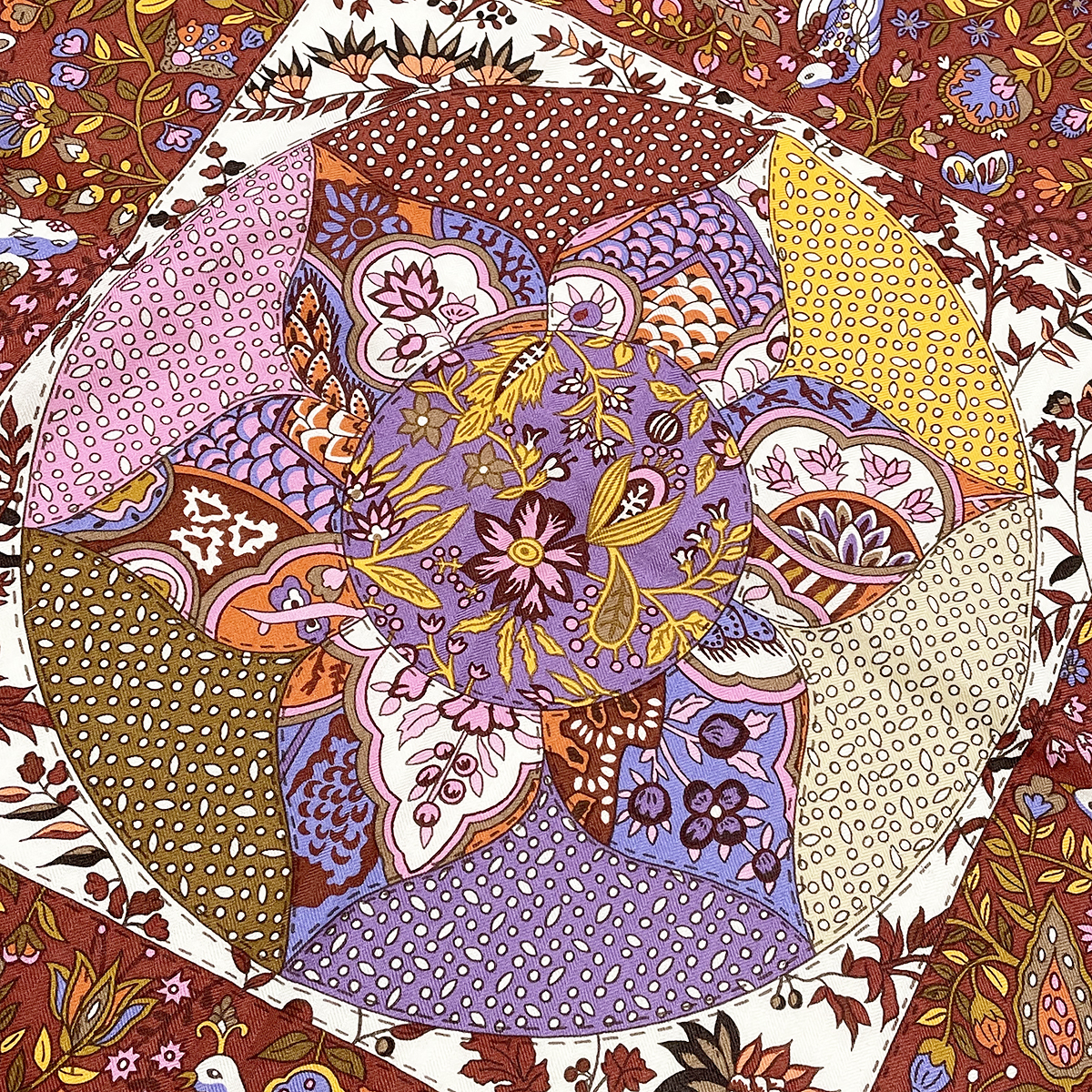 ☆X1075 エルメス 超美品 Pique プロヴァンスの花刺繍 135×135 Fleuri