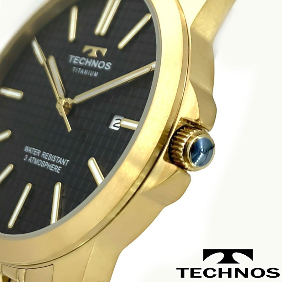 スリーブ Technos テクノス 5気圧防水 腕時計 メンズ ブラック ウォッチoutlet店 T9b44sb 三針 カレンダー オールステンレス のメンズウ