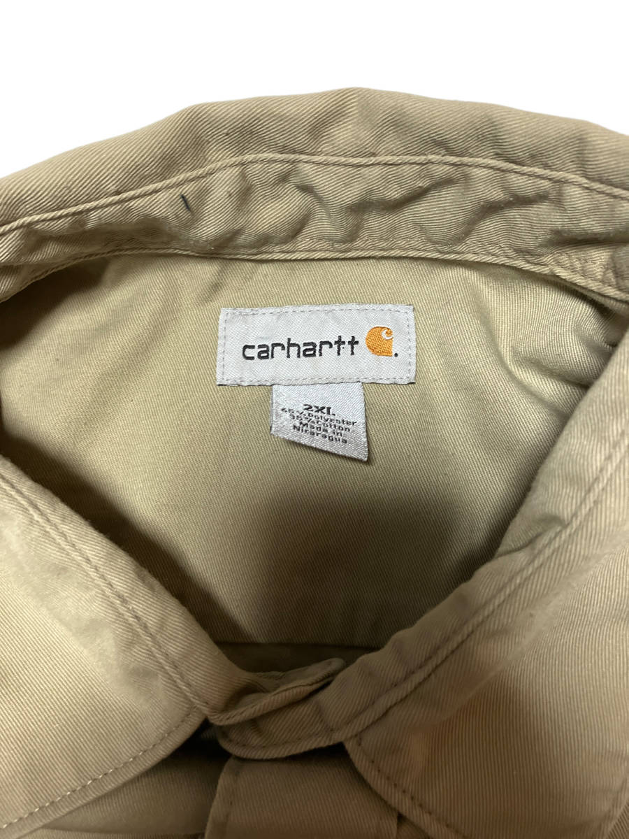 US古着 carhartt オーバーサイズ ワークシャツ ベージュ XXL 【188】_画像5