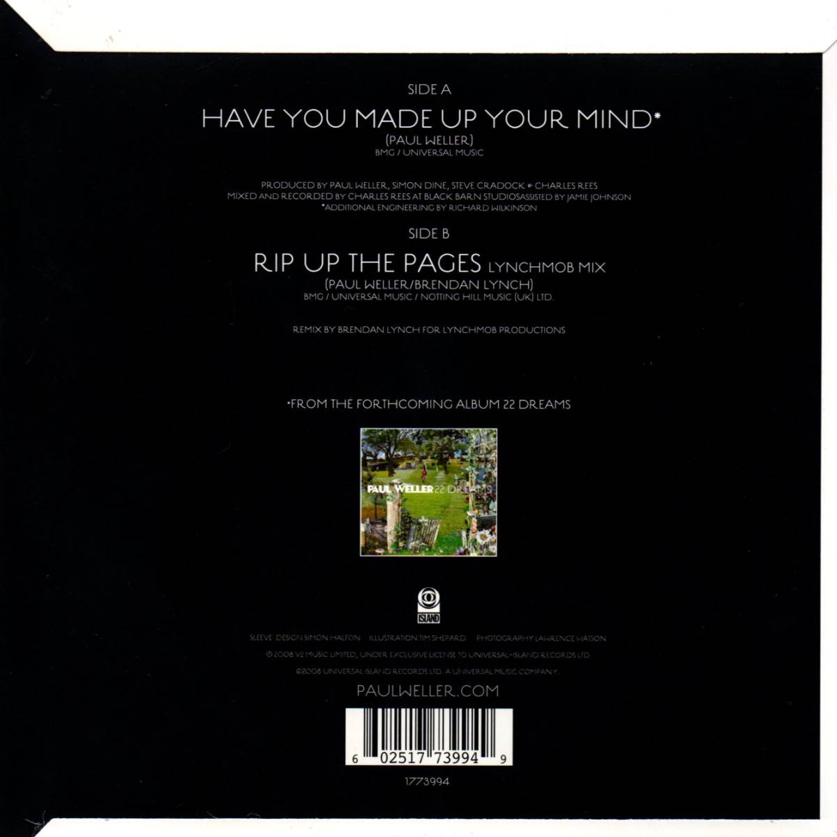 Paul Weller 「Have You Made Up Your Mind/ Rip Up The Pages」EU盤EPレコード_画像4