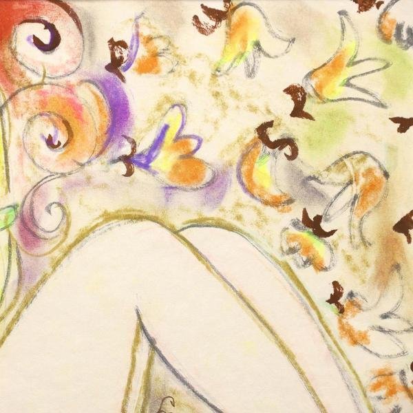真作】【WISH】水森亜土「ソフィスケイティドレディ」水彩 8号大 真作】【WISH】水森亜土「ソフィスケイティドレディ」水彩 8号大