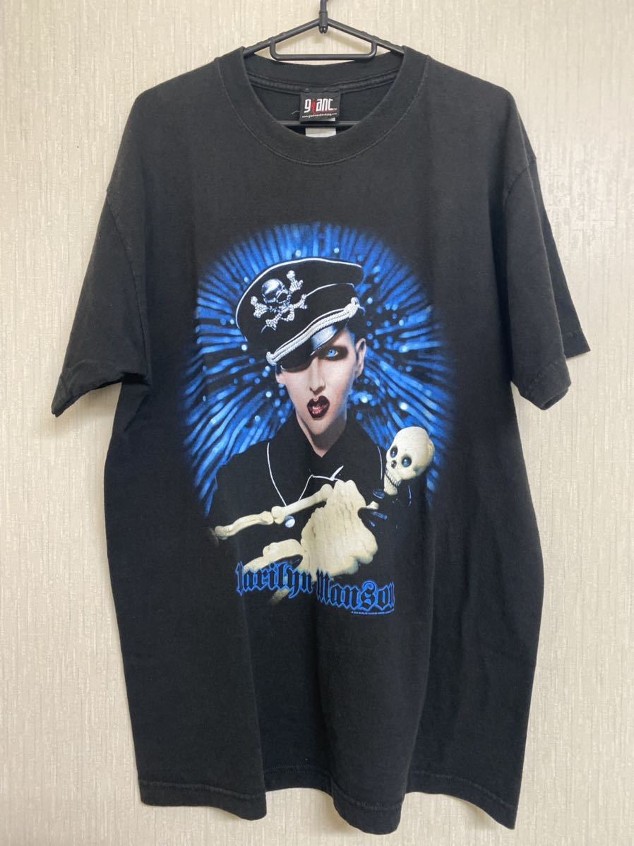 00'S 当時物 Marilyn Manson Tシャツ ヴィンテージ サイズL バンドTシャツ マリリンマンソン giantタグ ブラック  コピーライト 本物◇