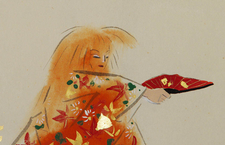 二井榮逸 二井栄逸 『 猩々 』 肉筆 紙本 太巻 共箱 書画 掛軸 日本画