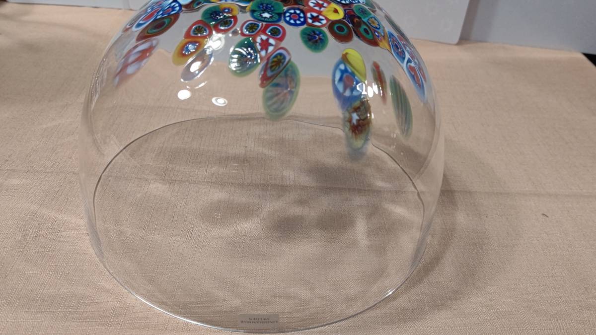 ヴィンテージ スウェーデン製 リンズハンマル ボウル lindshammar sweden glass bowl (直径21.5高さ13.5㎝815g）ベネチア ミルフィオリ風_画像8