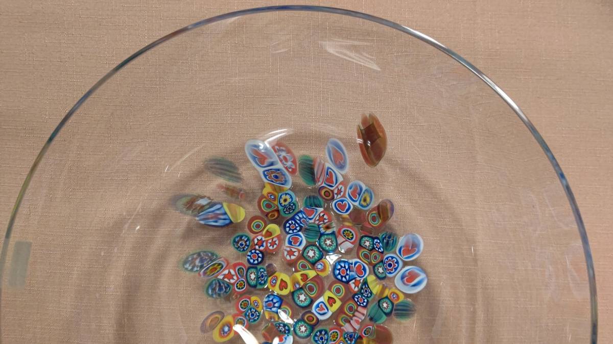 ヴィンテージ スウェーデン製 リンズハンマル ボウル lindshammar sweden glass bowl (直径21.5高さ13.5㎝815g）ベネチア ミルフィオリ風_画像6