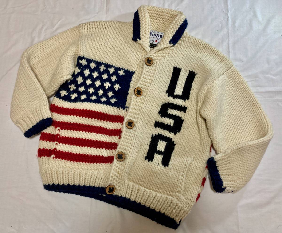 希少 レア 良品 KANATA カナタ USA星条旗 アメリカ国旗 編み柄 ウール 希少 レア 良品 KANATA カナタ USA星条旗 アメリカ国旗 編み柄 ウール