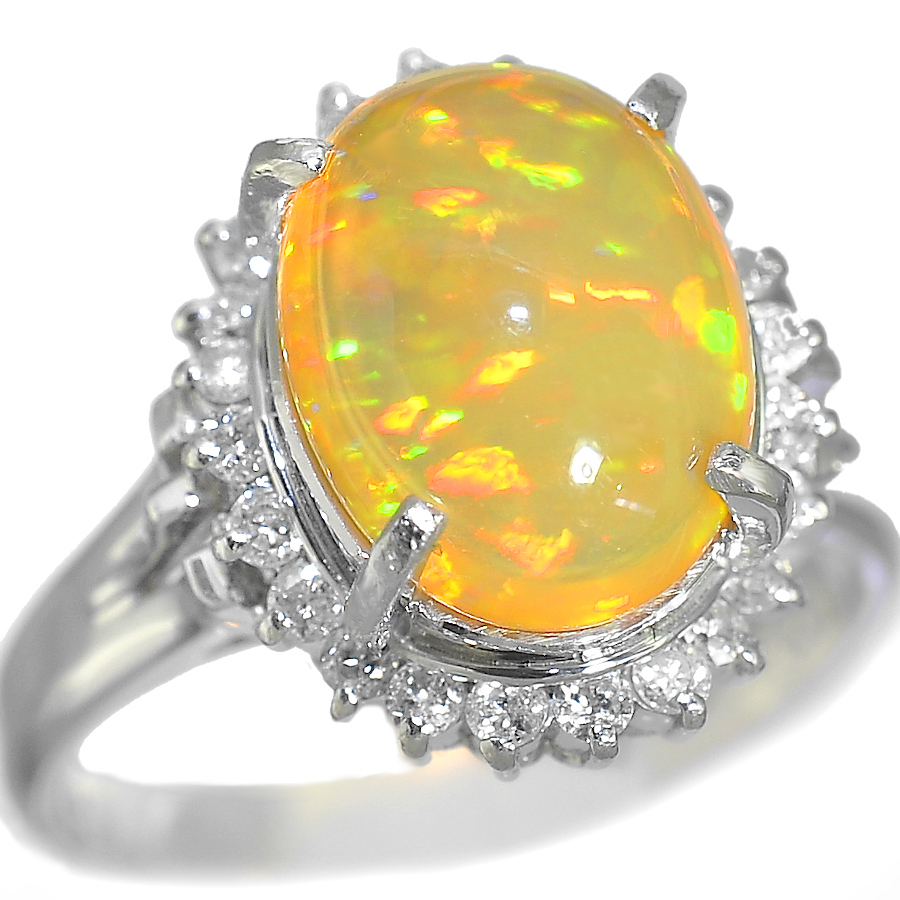 最大80%オフ Pt900 リング 新品同様 プラチナ ジュエリー レディース 12号 0.35ct ダイヤモンド 2.98ct オパール オパール