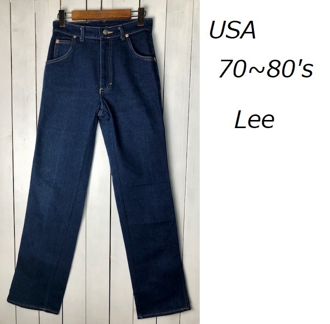 USA б/у одежда 70s~80s Lee Denim брюки 9 42TALON темно синий Old Vintage America б/у одежда Lee 314-1746 высокий талия *144