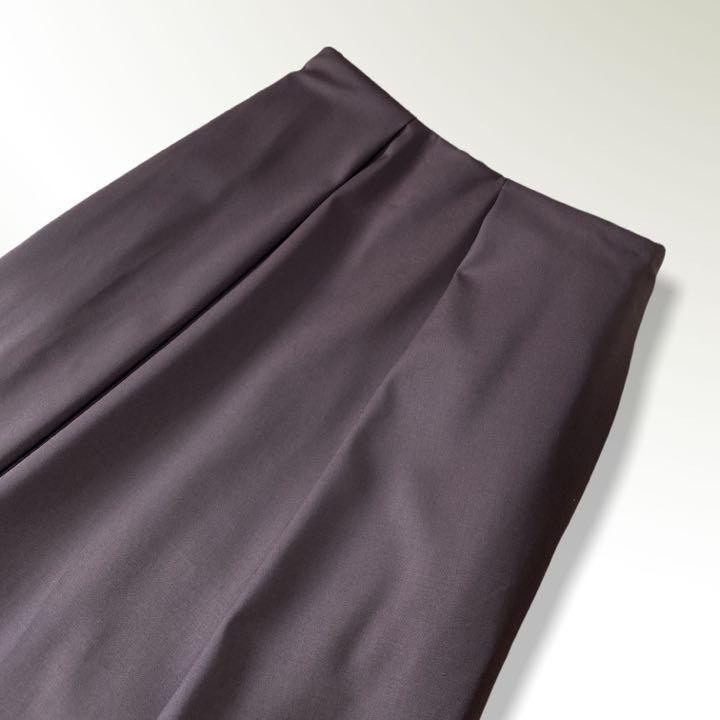 【極美品】JIL SANDER ジルサンダー*タック Aライン デザインスカート 32 ダークブラウン