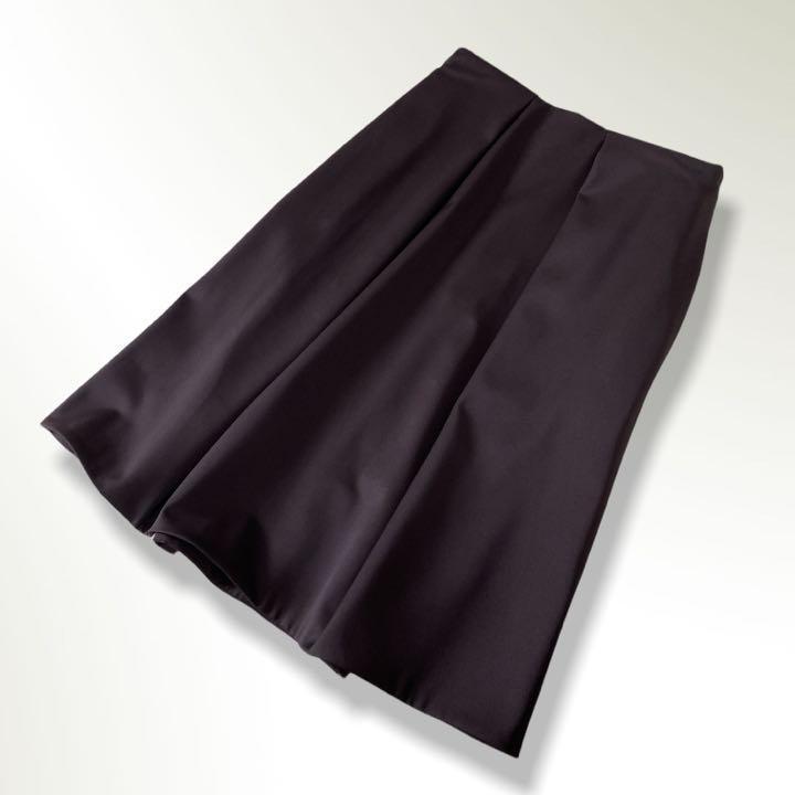 【極美品】JIL SANDER ジルサンダー*タック Aライン デザインスカート 32 ダークブラウン