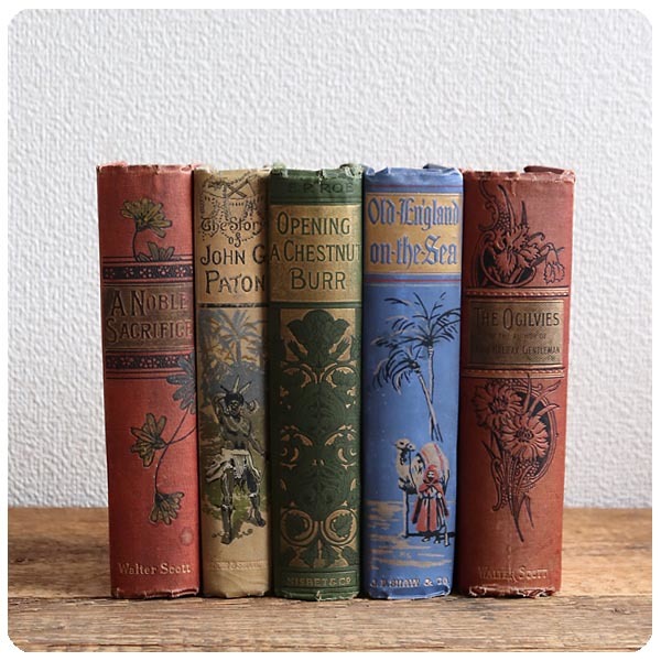  England antique book 5 pcs. set / secondhand book / old book / foreign book / interior miscellaneous goods / publication / display / stylish [ atmosphere Perfect ]T-532