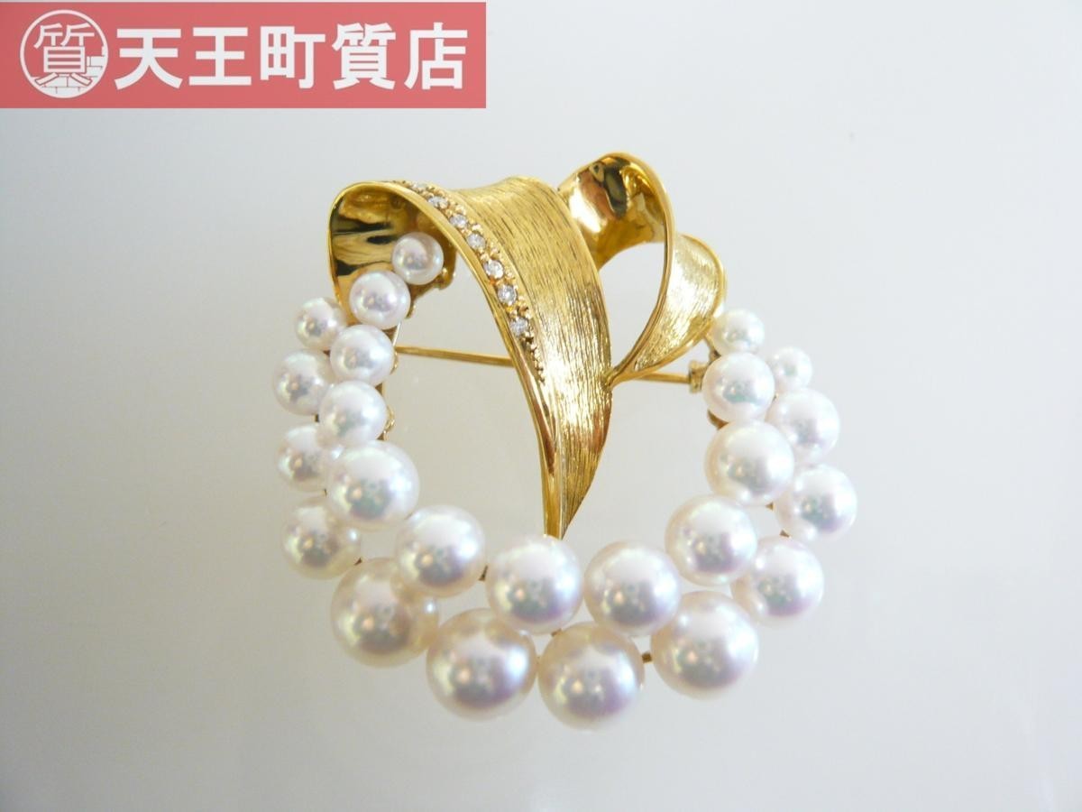 上等な 質屋出品【ブローチ】K18 パール ダイヤ 真珠