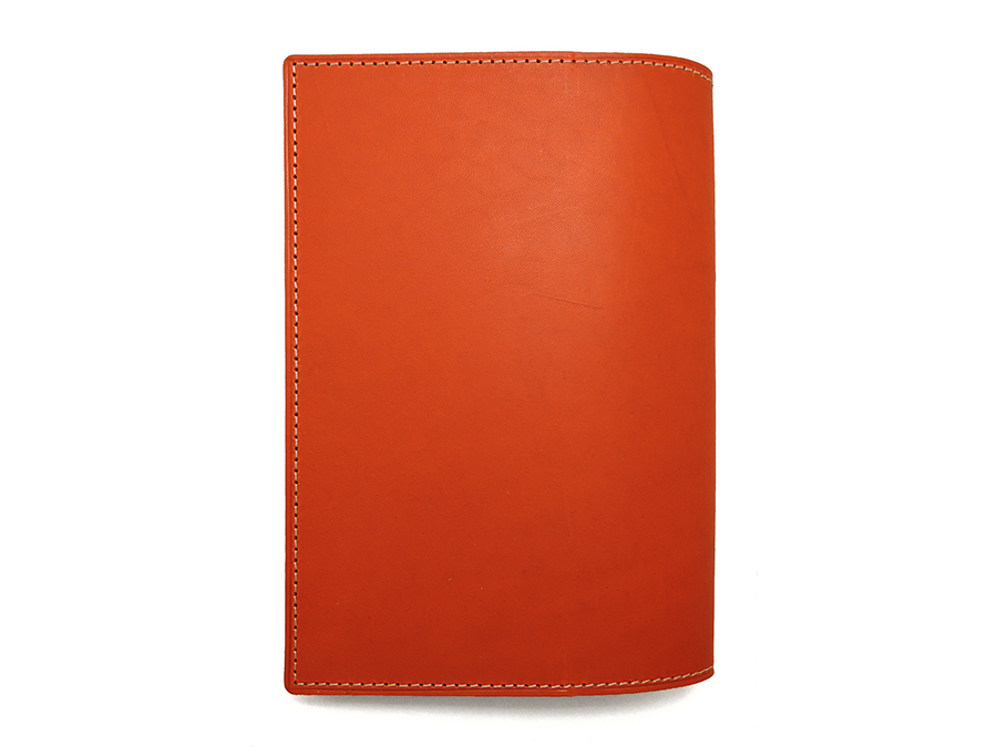 bte-ro original leather library book@ for book cover | orange B