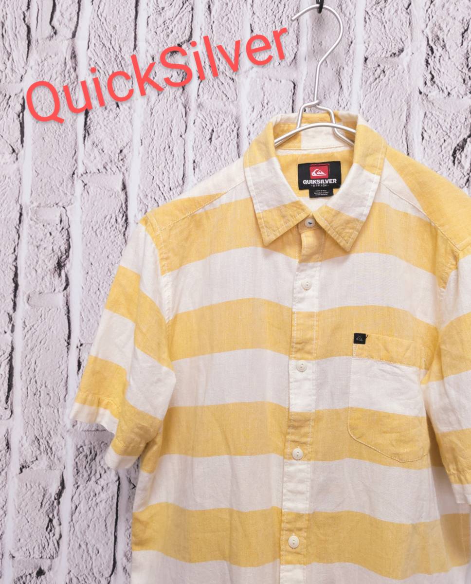 ★送料無料★ QuickSilver クイックシルバー シャツ ボーダーシャツ 半袖シャツ Small