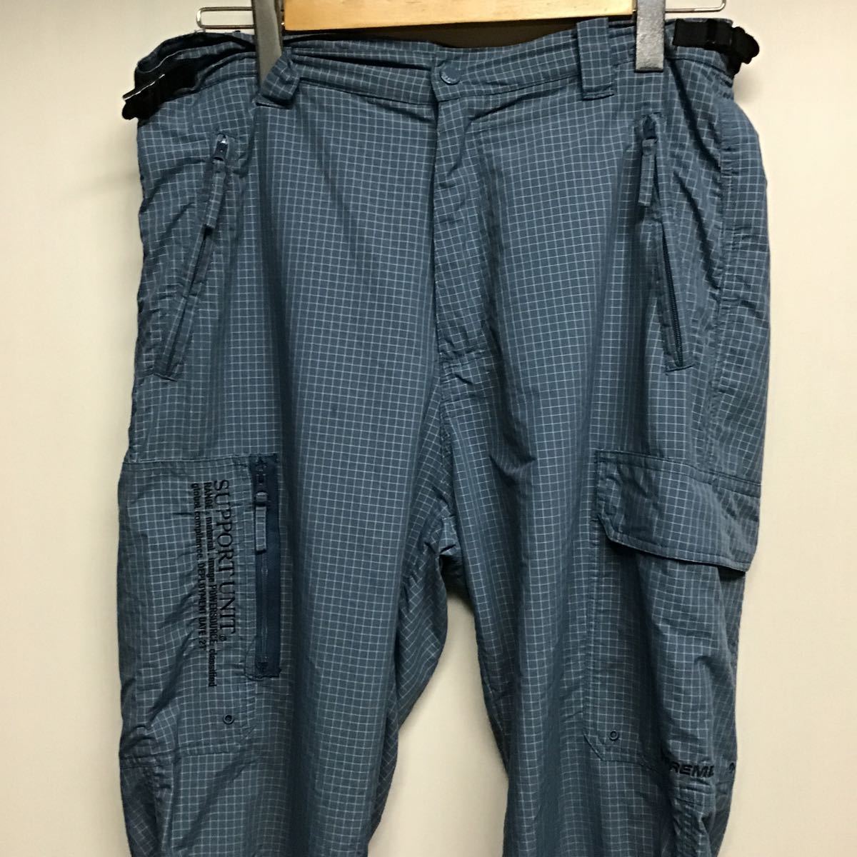 【SUPREME シュプリーム】Support Unit Nylon Pants カーゴパンツ 32 ナイロン ブルー チェック 2209oki