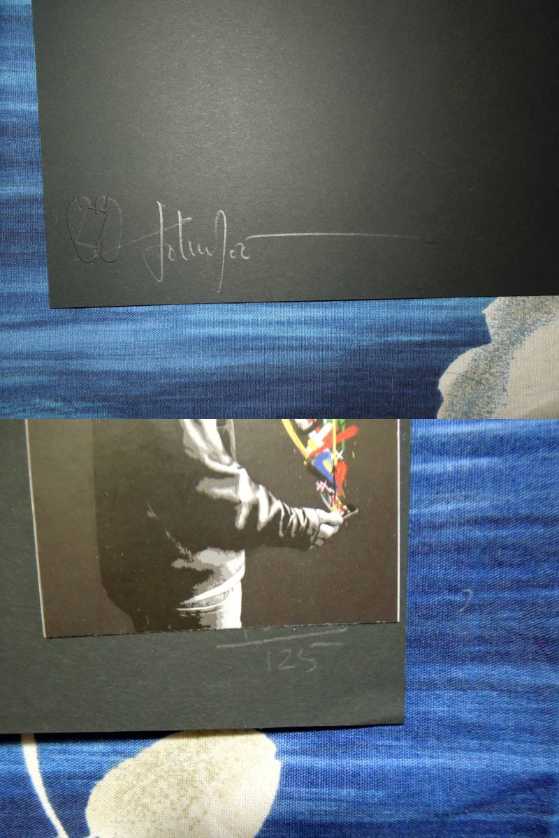 レア 新額装 黒縁 真作保証 2015年 John Doe 直筆サイン banksy kyne