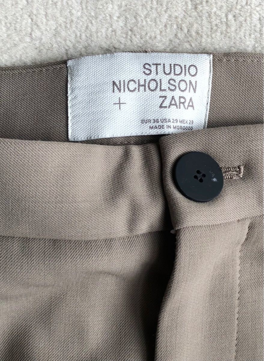 zara studio nicholson プリーツパンツ ブラウン 36 29｜PayPayフリマ