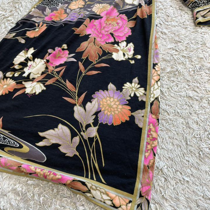 極美品?レオナール ロングワンピース シルク 総柄 花柄 ビーズ マキシ