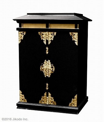 本物の 【寺院仏具】金具付き 幅広角型春日厨子 黒塗り 高さ75センチ 国内自社工場製作品(受注生産品)(商品番号10154k) 仏具一般
