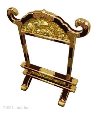 【寺院仏具】 黒塗り 磬台(ケイ台) 金具付き 柱内幅1.1尺 自社工場製作 (受注生産品)(商品管理番号10128k)_画像4