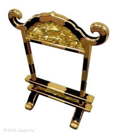 【寺院仏具】 黒塗り 磬台(ケイ台) 金具付き 柱内幅1.1尺 自社工場製作 (受注生産品)(商品管理番号10128k)_画像2