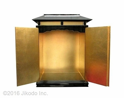 【寺院仏具】金具付き 幅広角型春日厨子 黒塗り 高さ75センチ 国内自社工場製作品(受注生産品)(商品番号10154k)_画像4