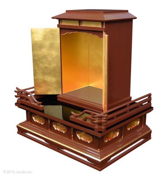寺院仏具】潤み塗り 厨子と高欄付き低背須弥壇の2点セット 寺院仏具】潤み塗り 厨子と高欄付き低背須弥壇の2点セット