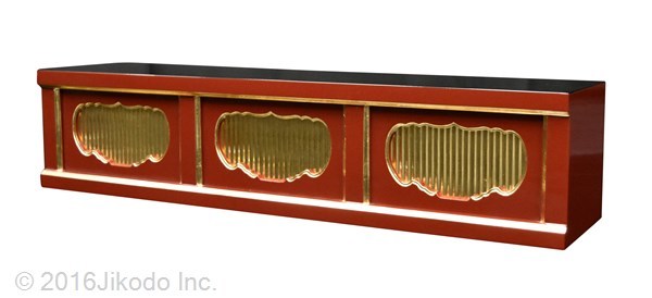 寺院仏具】朱塗り 三間仏像台 幅90㎝x高さ20㎝x 寺院仏具】朱塗り 三間仏像台 幅90㎝x高さ20㎝x