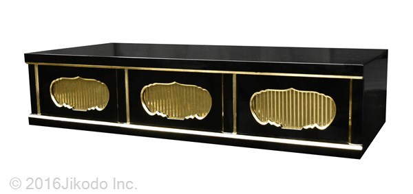 寺院仏具】黒塗り 三間仏像台 幅90㎝x高さ20㎝x 寺院仏具】黒塗り 三間仏像台 幅90㎝x高さ20㎝x