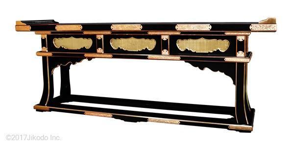 【寺院仏具】 黒塗り 高級前机5尺(背低タイプ) 焼香机、導師机、供物台にも。 国内自社工場製作品(受注生産品)(商品番号10046k)_画像2