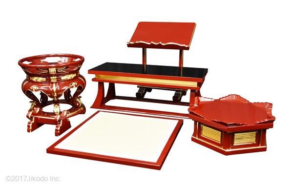 驚きの値段で 【寺院仏具】朱塗り 内陣用 礼盤セット(登高座)5点一組 国内自社工場製作品(受注生産品)(商品番号10094s) 仏具一般 驚きの値段で 【寺院仏具】朱塗り 内陣用 礼盤セット(登高座)5点一組 国内自社工場製作品(受注生産品)(商品番号10094s) 仏具一般