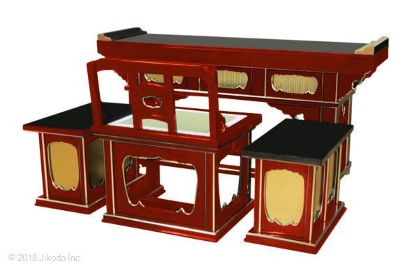 【寺院仏具】朱塗り　椅子式一重登高座4点セット　5尺　安心の国産　自社工場にて製作(受注生産品)(商品番号10077s）_画像2