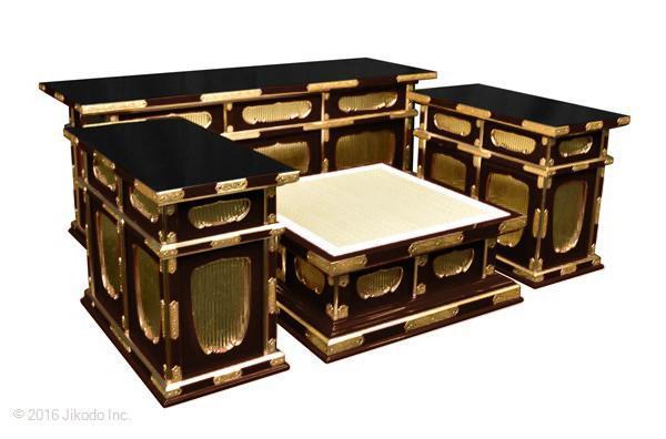 【寺院仏具】黒塗り 金具付き二重3.5尺密壇(登高座)4点セット 国内自社工場で製作(受注生産品)(商品番号10031k)_画像5