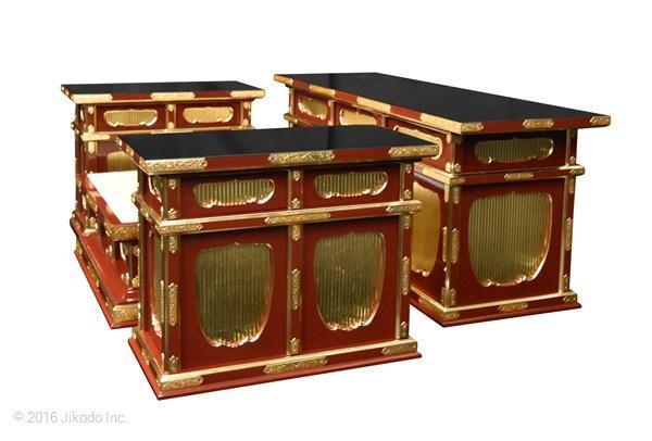 【寺院仏具】黒塗り 金具付き二重3.5尺密壇(登高座)4点セット 国内自社工場で製作(受注生産品)(商品番号10031k)_画像8