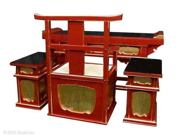 再再販! 【寺院仏具】朱塗り 前机と高級曲録と脇机セット 安心の国内自社工場製作品(受注生産品)(商品番号10087s) 仏具一般 再再販! 【寺院仏具】朱塗り 前机と高級曲録と脇机セット 安心の国内自社工場製作品(受注生産品)(商品番号10087s) 仏具一般