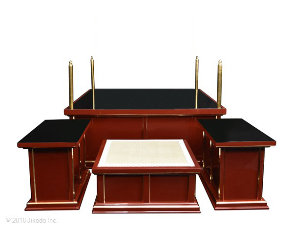 寺院仏具】朱塗り 3.5尺 新型大壇 大壇・護摩壇 脇机2台タイプ 寺院仏具】朱塗り 3.5尺 新型大壇 大壇・護摩壇 脇机2台タイプ