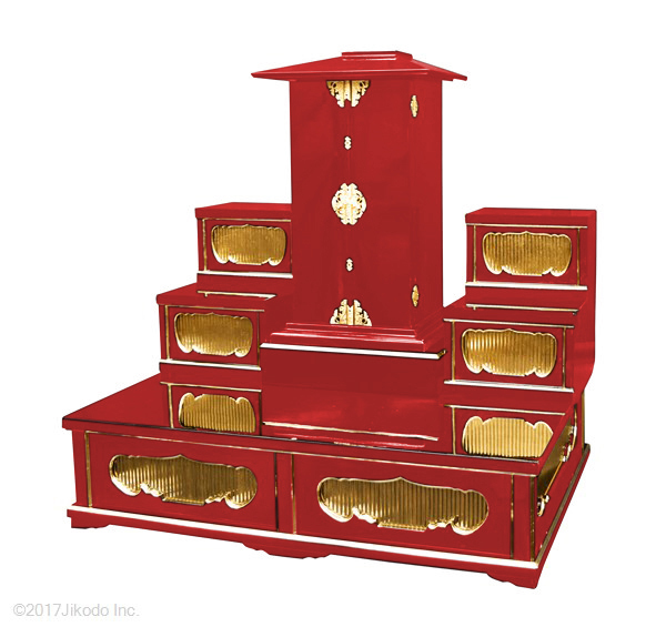 春夏新作 【寺院仏具】朱塗り 厨子壇セット (受注生産品)(商品番号11195s) 中央厨子台1台、左右雛壇2台,大型壇の厨子台セット自社工場製作 厨子1台 仏具一般 春夏新作 【寺院仏具】朱塗り 厨子壇セット (受注生産品)(商品番号11195s) 中央厨子台1台、左右雛壇2台,大型壇の厨子台セット自社工場製作 厨子1台 仏具一般
