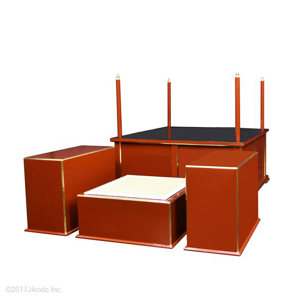 寺院仏具】潤み塗り 3.5尺 簡易型の大壇・護摩壇 脇机2台 寺院仏具】潤み塗り 3.5尺 簡易型の大壇・護摩壇 脇机2台