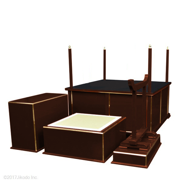寺院仏具】朱塗り ケイ台付 簡易式3.5尺密壇(登高座) 国内自社 寺院仏具】朱塗り ケイ台付 簡易式3.5尺密壇(登高座) 国内自社