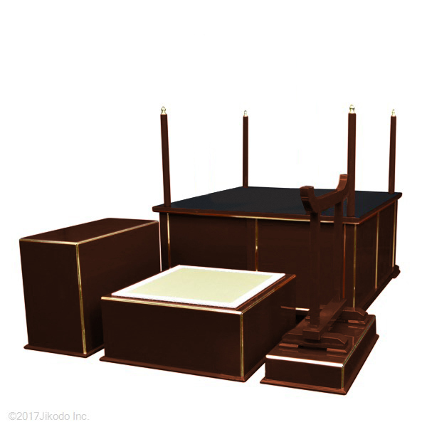 【寺院仏具】潤み塗り 3.5尺 簡易型の大壇・護摩壇 ケイ台付(磬台) タイプ 国内自社工場制作の高級木製仏具(受注生産品)(商品番号11143u）