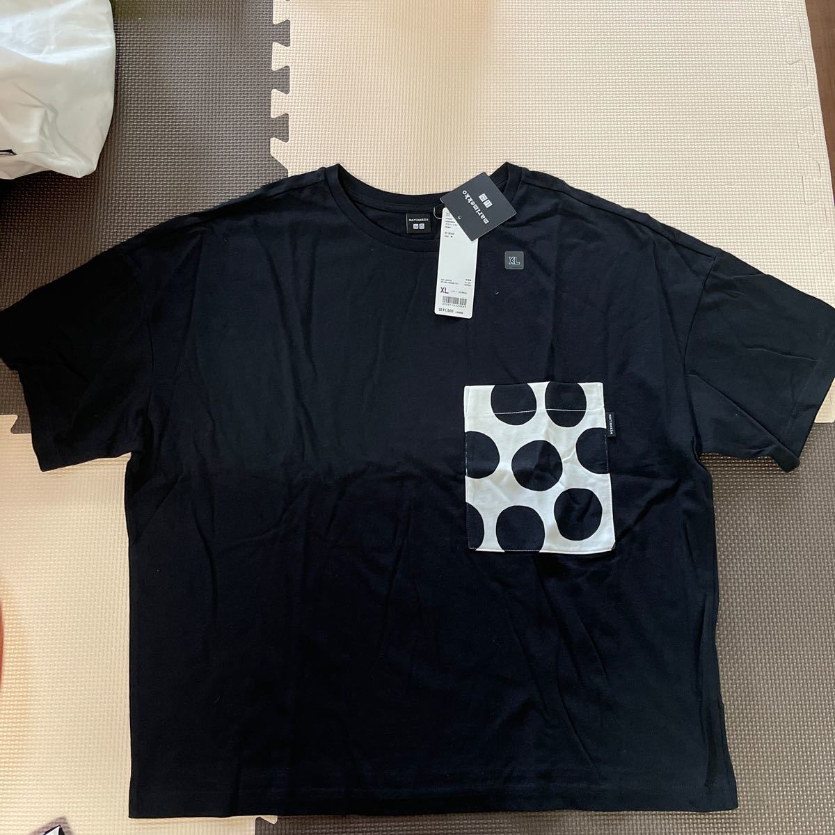 ユニクロ marimekko　マリメッコ  UNIQLO  コラボT Tシャツ　黒　XLサイズ　新品未使用　タグ付き